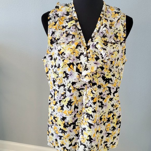 ❤️Karl Lagerfeld Paris Yagavi Ruffle Blouse Sleeveless Size Medium NWT ❤️ - Picture 5 of 12